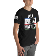 Black Patriotic T-Shirt - All Lines Matter Mens Patriotic Shirt- American Pride Shirts